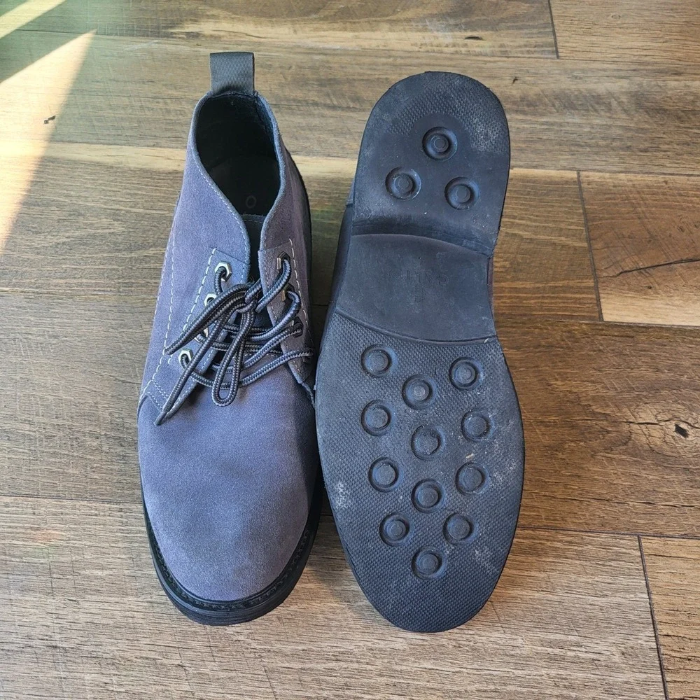 CALTO Mens Grey Suede Chukka Boots Elevator Height Increasing Shoes K9910 Size 9